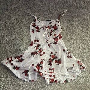Mini, white rose dress